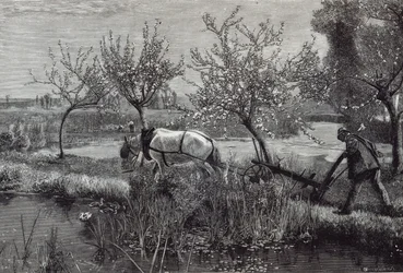 "Pieni maatila hyvin viljelty", Picardie, "Leisure Hour", 1888