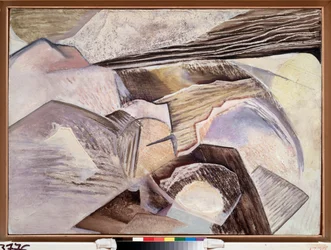 Kubistinen sävellys - David Petrovich Sterenbergin (1881-1948) maalaus, öljy puulle