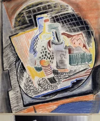 Kubistinen asetelma - David Petrovich Sterenbergin (1881-1948) teos, pastelli paperille