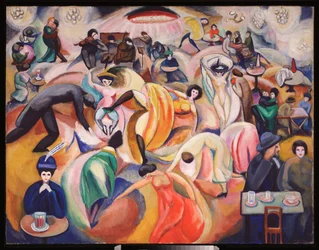 Un cabaret a Paris (Yökerho Pariisissa) - Oeuvre de David Petrovich Sterenberg (1881-1948), öljy kankaalle