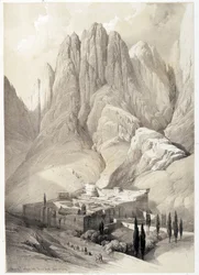 Pyhän Katariinan luostari, piirros tehty 19.2.1839 "Pyhässä maassa", Lontoossa 1849.