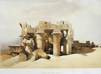 Egypti, Sobekille ja Horukselle omistettu Kom Ombon temppelin rauniot, David Roberts, kaiverrus