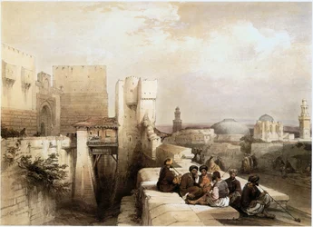 Pyhässä maassa: Jerusalem, linnoituksen sisäänkäynti (kaiverrus).