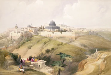 Jerusalem, 9. huhtikuuta 1839, taulu 16 teoksen "Pyhä maa" osasta I, kaivertanut Louis Haghe (1806-85), julkaistu 1842