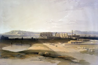 Karnak". Vuoden 1856 litografia David Robertsin (1796-1864) skotlantilaisen taiteilijan ja orientalistin mukaan.