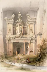 Petra, 7. maaliskuuta 1839, taulu 92 teoksen "Pyhä maa" osasta III, kaivertanut Louis Haghe (1806-85), julkaistu 1849