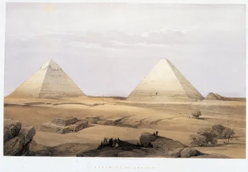 Gizan pyramidit - teoksesta "The Holy Land", Lontoo 1849