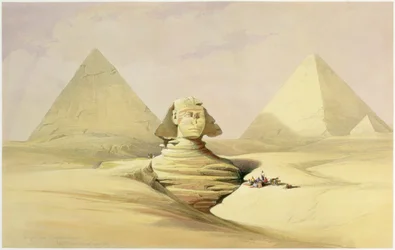 "Suuri sfinksi ja Gizan pyramidit", Egypti, c1845