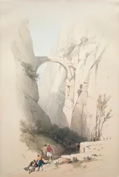 Petraan johtava riemukaari, joka ylittää rotkon, 1839.