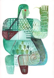 Bodies of Land and Water 4, 2023 (sekoitettu maali paperille)