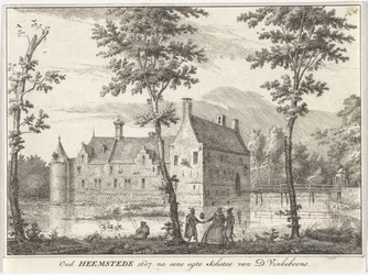 Näkymä vanhalle Heemstedelle Oud Heemstede 1607. D. Vinkeboonsin egte-luonnoksen jälkeen (otsikko esineessä)