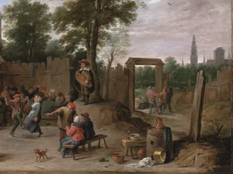 Kylän kermesse Antwerpenin lähellä (öljy kuparille)
