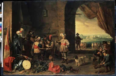 Vartiohuone. David Teniersin nuoremman (1610-1690) maalaus. Öljy puulle, 69 x 103 cm