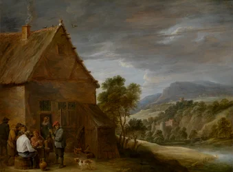 Tavern Scene (öljy paneelissa)