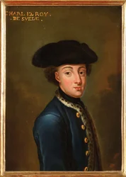 Kaarle XII tai Carl de Suede - Ruotsin kuninkaan Kaarle XII:n (1682-1718) muotokuva, Krafft, David, von (1655-1724). Öljy pahville. Mitat: 22,5 x 17 cm. Yksityinen kokoelma