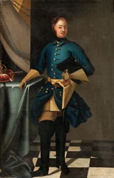 Ruotsin kuninkaan Kaarle XII:n (1682-1718) muotokuva - David von Krafftin (1655-1724) maalaus, öljy kankaalle, noin 1716, 46,5x30,5 cm - Ruotsin kuninkaan Kaarle XII:n muotokuva, Öljy kankaalle, kirjoittaja David von Krafft - Yksityinen kokoelma