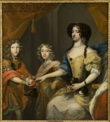 Tanskan prinsessa Anne Sophie ja hänen kaksi poikaansa, John George IV Saksin (1668-1694) ja Frederic Augustus Sachsen (Augustus II, Puolan kuningas) (1670-1733) - Anna Sophie Tanska (1647-1717), sähkönhoitaja Saksin poikien John Georgen ja Frederick Auguk