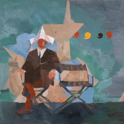 Marcel Broodthaers 25 (Neljä pilkkua), 2025 (öljy pellavalle)