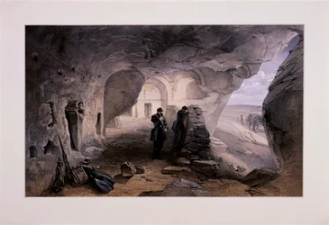 "Kavernoissa kaivettu kirkko Inkermann Looking Westissä", Krim, Ukraina, 1855