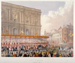 Kuninkaallinen kulkue St Paulin katedraalin itäpään ohitse Lontoon Cityssä, 1863