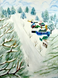 Village Snow, 2014, akryyli kankaalle