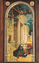 Defendente Ferrarin (1480 tai 1485-1540) maalaama perspektiivi 1500-luvun kuoron takaosaan, Pyhän Hieronen kirkko, Biella. Italia