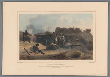 Geschut toiminnassa, 1832 Paristokappale, joka on perustettu Courtinelle, joka yhdistää Toledon linnakkeen Fernandon linnakeeseen (otsikko esineessä) Raffetin piirustukset luonnosta Antwerpenin linnoituksen piirityksen yhteydessä (sarjan nimi esineessä)