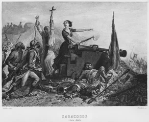 Zaragozan piiritys kesäkuussa 1808, kaiverrus Augustin Burdet (s.1798)