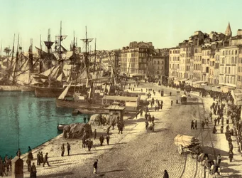 Old Harbor (Vieux-Port), Marseille, Ranska, n. 1890-1900 (valokuva)