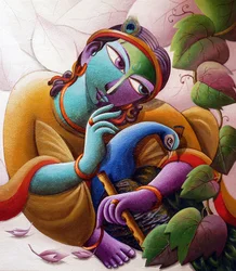 Herra Krishna riikinkukon kanssa