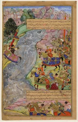 Jalal al-Din Khwarazm-Shah ylittää nopean Indus-joen, pakenee Chinggis Khania ja hänen armeijaansa, 1597