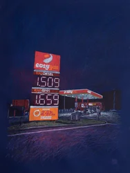 EasyGas, 2025 (akryyli ja lyijykynä kankaalle)