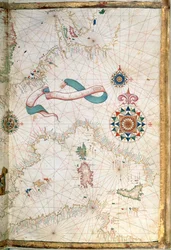 Korsika, Sardinia ja Sisilia, yksityiskohta maailmanatlaksesta, 1565.