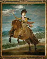 Infante Baltasar Carlos, kuningas Felipe IV:n ja kuningatar Isabellan poika, hevosen selässä (maalaus kankaalle).