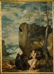 Pyhä Antonius Suuri ja Pyhä Paavali, ensimmäinen erakko, noin 1642 (maalaus kankaalle).