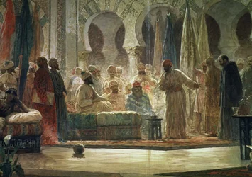 Abd al-Rahman III (891-961) vastaanottaa lähettilään