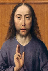 Seurakunnan kirkko (Saint Peter Parish Church). maalaus. Viimeinen ehtoollinen. Dirk Bouts. 1464-1468. Yksityiskohta. Keskipaneeli.