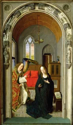 Marian ilmestys, n.1445 öljy paneelille yksityiskohta 36895:stä