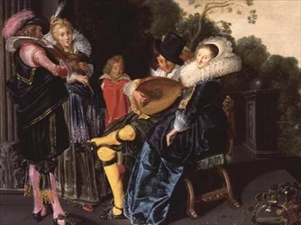 Tyylikäs musiikkijuhla koristejärven rannalla, 1621