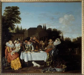 Maalaisjuhla. Dirk Halsin (1591-1656) maalaus