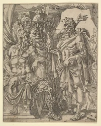 Achior Rukoilee Holofernesta israelilaisille, Judithin ja Holofernesin tarinasta.