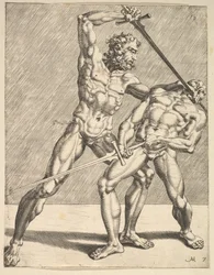 Kaksi miekkailijaa, Fencers, levy 7, 1552