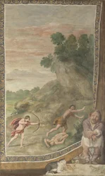 Apollo tappaa kyklooppi-freskon Villa Aldobrandinista, 1617-1618