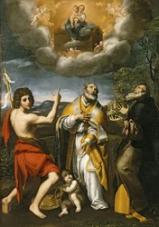 Loreton Madonna ilmestyy Pyhälle Johannes Kastajalle, St. Eligiukselle ja St. Anthony Abbotille, n. 1618-1620