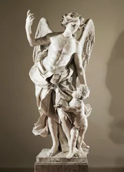 Suojelusenkeli, n. 1724, kirjoittanut Domenico Antonio Vaccaro (1678-1745), marmoripatsas, korkeus 190 cm, San Paolo Maggioren basilikan antisakristia, Napoli, Campania, Italia