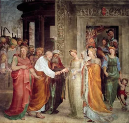 Neitsyt Marian häät. Domenico Beccafumin (1486-1551) maalaus