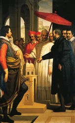 Michelangelo esittelee mallin Pietarin valmistumisesta paavi Pius IV:lle