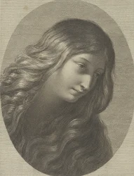 Maria Magdaleenan pää katsoen alas oikealle, soikeassa kehyksessä, Renin jälkeen..., n. 1745-1803.