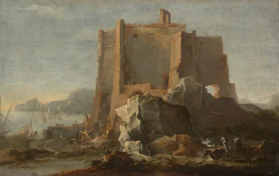 Maisema kallion ja linnoituksen kanssa, n. 164050.