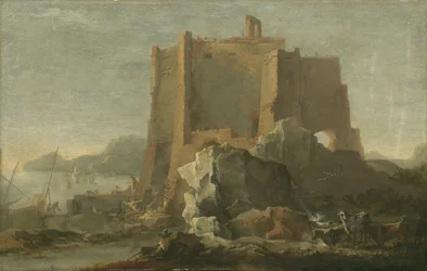 Maisema kalliolla ja linnoituksella, n. 1640-50